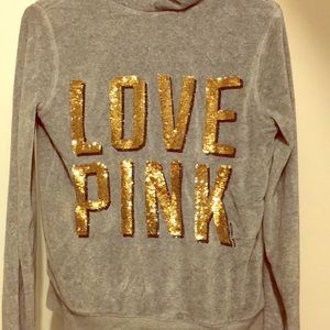 PINK fleece lined bling hoodie